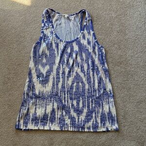 Blue and White Sequin Tank Top